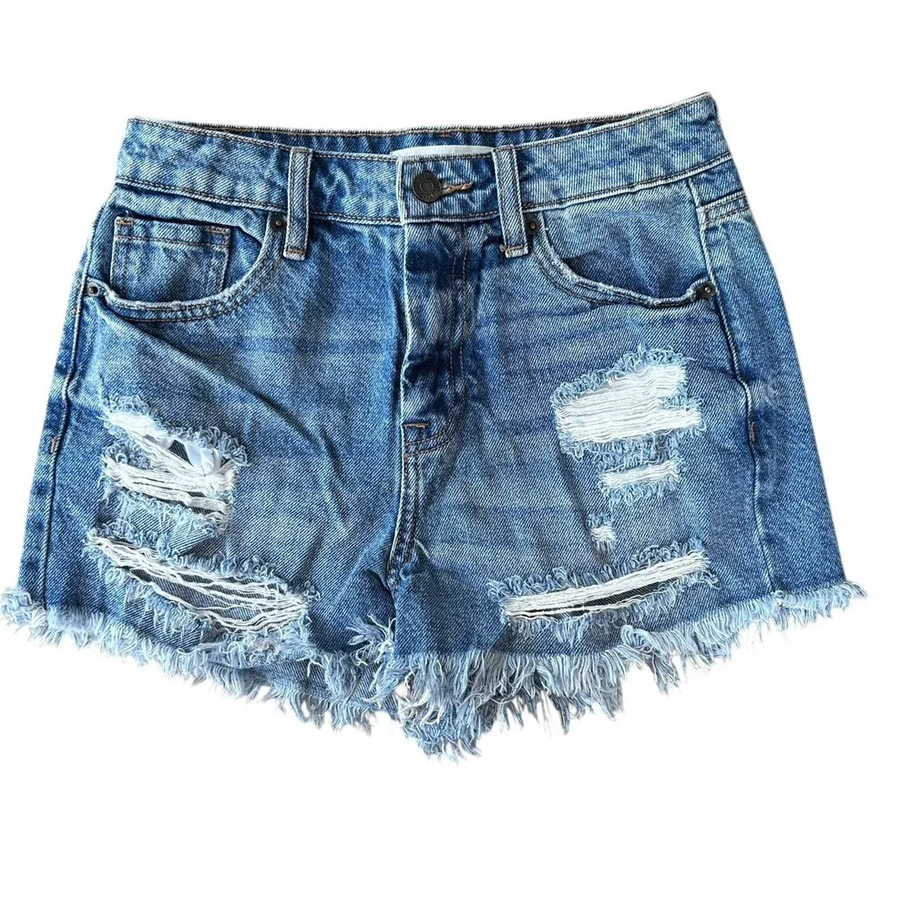 Hidden Cut Off Denim‎ Jean Shorts Womens XS Grunge Boho Western Beach Festival